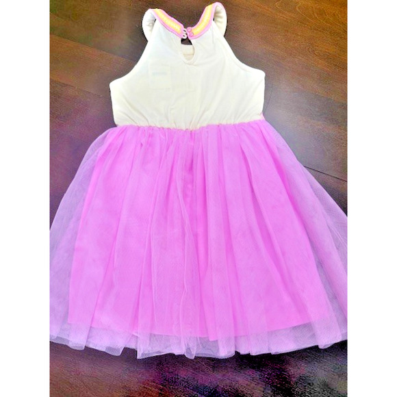 ZUNIE GIRLS DRESS BRIGHT PINK IVORY TULLE W/LOVE EMBROIDERED TOP SIZE 6X NEW $56 - Picture 3 of 10